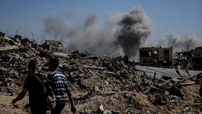 An Israeli attack on a refugee camp in Gaza.
