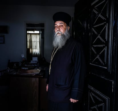Syrian Orthodox priest Georges Tesjosh at the Church of the Annunciation in Daraa on December 12.
