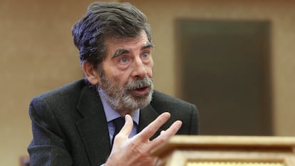 José Enrique Serrano, en enero de 2018 en el Congreso de los Diputados.